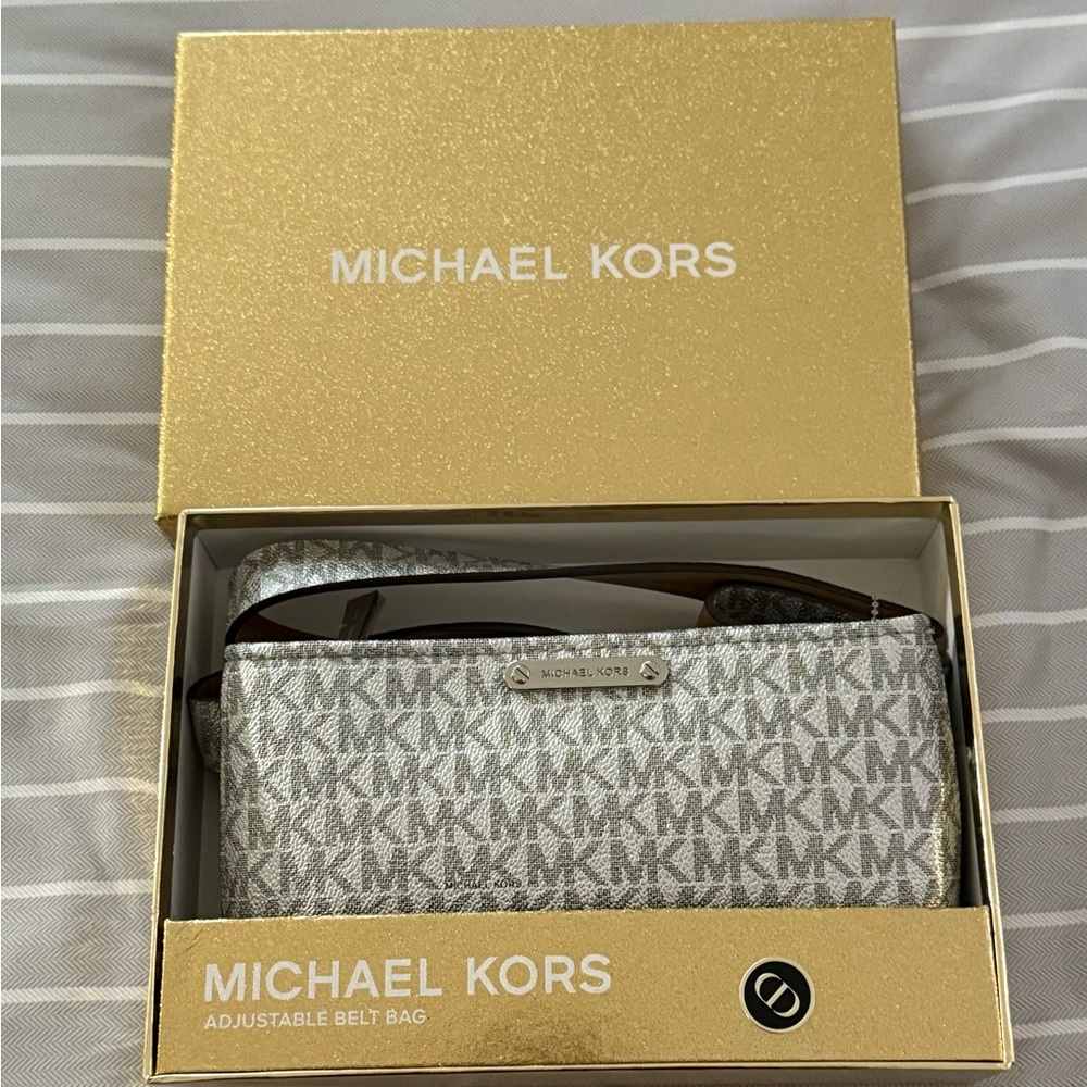 Michael Kors Gray Silver Monogram Belt Bag